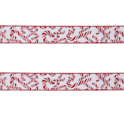 Candy Cane Print Wired Ribbon (Set of 2)