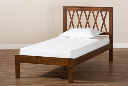 Baxton Studio Malene Mid-Century Modern Walnut Finished Wood Twin Size Platform Bed