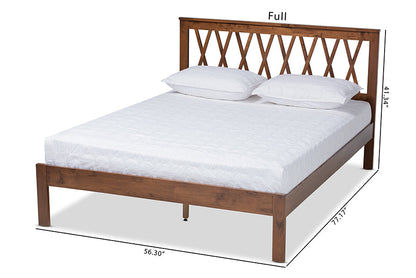 Baxton Studio Malene Mid-Century Modern Walnut Finished Wood Queen Size Platform Bed