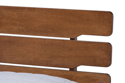 Baxton Studio Anzia Mid-Century Modern Walnut Finished Wood Queen Size Platform bed
