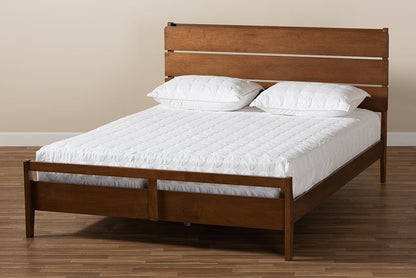 Baxton Studio Avena Mid-Century Modern Walnut Finished Wood Queen Size Platform bed