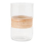 Glass Candle Holder with Bamboo Accent (Set of 2)