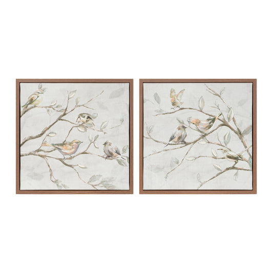 Framed Birds on Branches Canvas Art (Set of 2)
