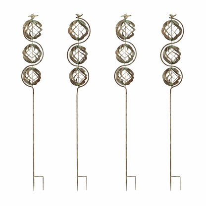 Bird and Butterfly w/Triple Orb Stake (Set of 4)