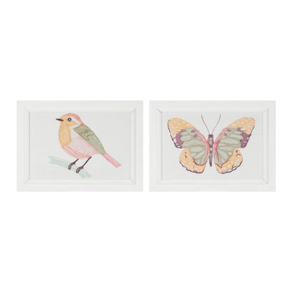 Framed Bird and Butterfly Wall Plaque (Set of 2)