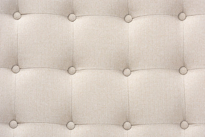 Baxton Studio Alvere Modern and Contemporary Beige Fabric Upholstered Walnut Finished Cocktail Ottoman