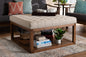 Baxton Studio Alvere Modern and Contemporary Beige Fabric Upholstered Walnut Finished Cocktail Ottoman