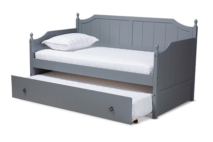 Baxton Studio Millie Cottage Farmhouse Grey Finished Wood Twin Size Daybed with Trundle