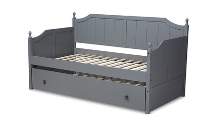 Baxton Studio Millie Cottage Farmhouse Grey Finished Wood Twin Size Daybed with Trundle