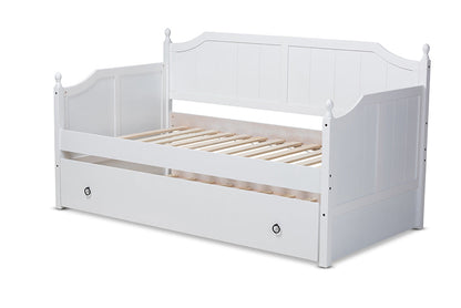 Baxton Studio Millie Cottage Farmhouse Grey Finished Wood Twin Size Daybed with Trundle