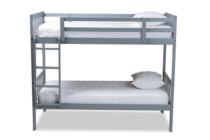 Baxton Studio Jude Modern and Contemporary Grey Finished Wood Twin Size Bunk Bed
