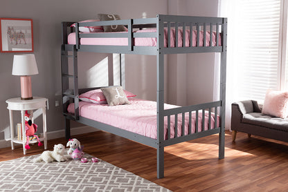 Baxton Studio Jude Modern and Contemporary Grey Finished Wood Twin Size Bunk Bed