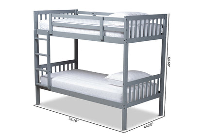 Baxton Studio Jude Modern and Contemporary Grey Finished Wood Twin Size Bunk Bed