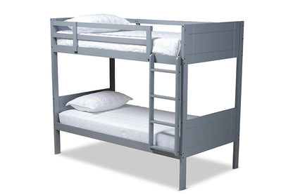 Baxton Studio Elsie Modern and Contemporary Grey Finished Wood Twin Size Bunk Bed