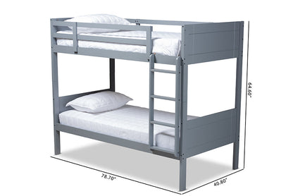 Baxton Studio Elsie Modern and Contemporary Grey Finished Wood Twin Size Bunk Bed