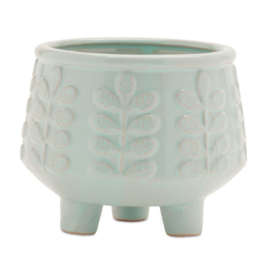 Footed Ceramic Leaf Pattern Planter (Set of 4)