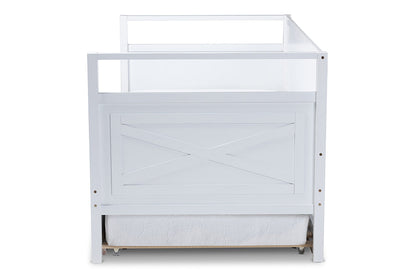 Baxton Studio Cintia Cottage Farmhouse White Finished Wood Twin Size Daybed with Trundle