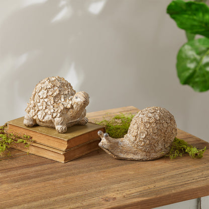 Floral Turtle and Snail Decor (Set of 2)