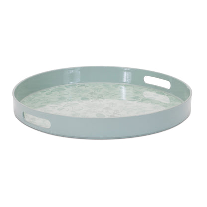 Round Mushroom and Floral Print Tray 13.5"D