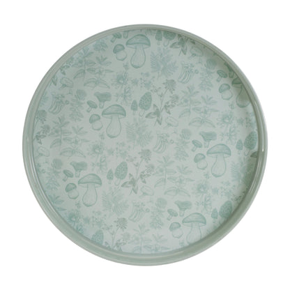 Round Mushroom and Floral Print Tray 13.5"D