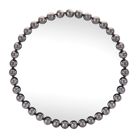 Round Beaded Metal Wall Mirror 23.5"D
