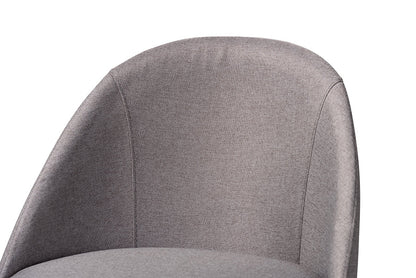 Baxton Studio Carra Mid-Century Modern Grey Fabric Upholstered Walnut-Finished Wood Swivel Bar Stool Set of 2