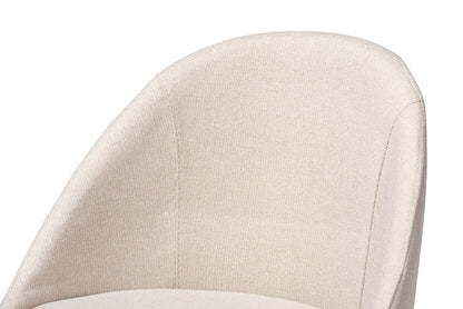 Baxton Studio Carra Mid-Century Modern Light Beige Fabric Upholstered Walnut-Finished Wood Swivel Bar Stool Set of 2