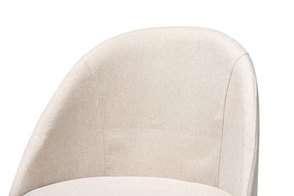 Baxton Studio Carra Mid-Century Modern Light Beige Fabric Upholstered Walnut-Finished Wood Swivel Counter Stool Set of 2