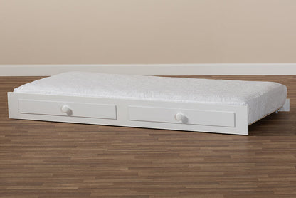 Baxton Studio Cintia Cottage Farmhouse White Finished Wood Twin Size Trundle