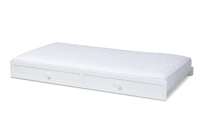 Baxton Studio Neves Cottage Farmhouse White Finished Wood Twin Size Trundle