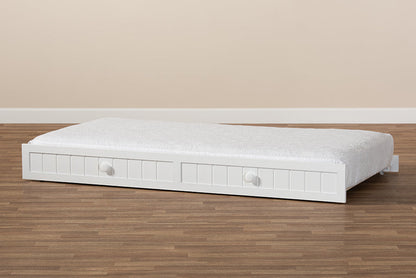 Baxton Studio Neves Cottage Farmhouse White Finished Wood Twin Size Trundle