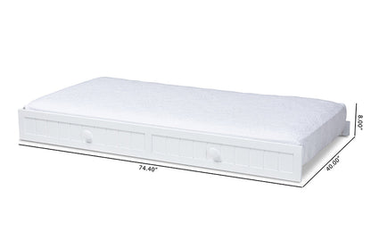 Baxton Studio Neves Cottage Farmhouse White Finished Wood Twin Size Trundle