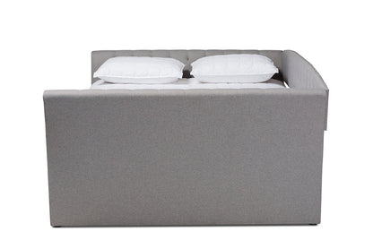 Baxton Studio Delora Modern and Contemporary Light Grey Fabric Upholstered Full Size Daybed with Roll-Out Trundle Bed