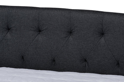 Baxton Studio Delora Modern and Contemporary Dark Grey Fabric Upholstered Full Size Daybed with Roll-Out Trundle Bed