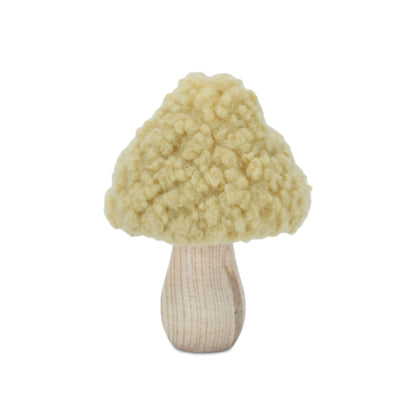 Set of 2 Wood & Fabric Mushroom Figurines