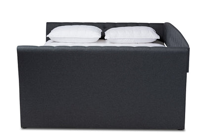 Baxton Studio Delora Modern and Contemporary Dark Grey Fabric Upholstered Queen Size Daybed
