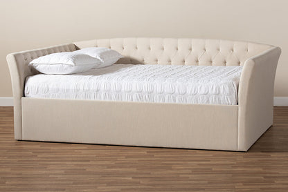 Baxton Studio Delora Modern and Contemporary Beige Fabric Upholstered Queen Size Daybed