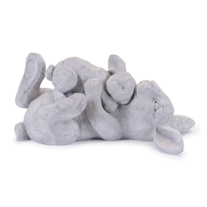 Laying Rabbit with Baby Bunny Figurine (Set of 2)