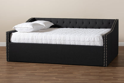 Baxton Studio Haylie Modern and Contemporary Dark Grey Fabric Upholstered Queen Size Daybed