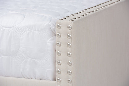Baxton Studio Haylie Modern and Contemporary Beige Fabric Upholstered Queen Size Daybed