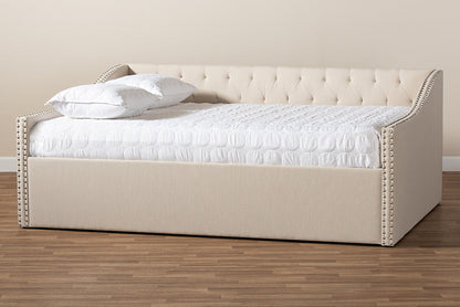 Baxton Studio Haylie Modern and Contemporary Beige Fabric Upholstered Full Size Daybed