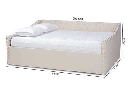 Baxton Studio Haylie Modern and Contemporary Beige Fabric Upholstered Queen Size Daybed