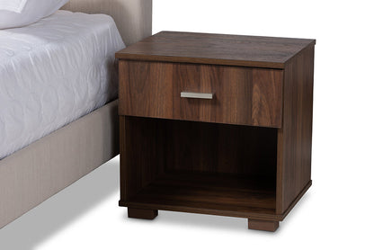 Baxton Studio Maren Mid-Century Modern Beige Fabric Upholstered Queen Size Platform Bed with Two Nightstands