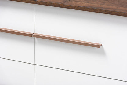 Baxton Studio Mette Mid-Century Modern White and Walnut Finished 6-Drawer Wood Dresser