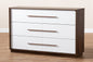 Baxton Studio Mette Mid-Century Modern White and Walnut Finished 6-Drawer Wood Dresser