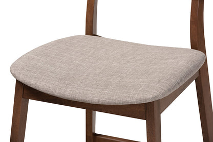 Baxton Studio Larine Modern and Contemporary Light Grey Fabric Upholstered Walnut Finished 2-Piece Wood Counter Stool Set