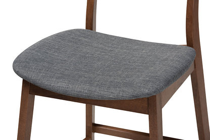 Baxton Studio Larine Modern and Contemporary Dark Grey Fabric Upholstered Walnut Finished 2-Piece Wood Counter Stool Set