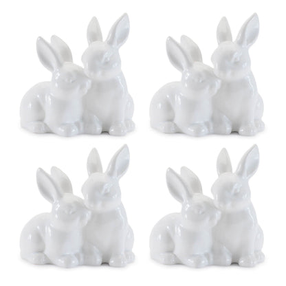 Ceramic Mini Garden Bunny Couple (Set of 4)