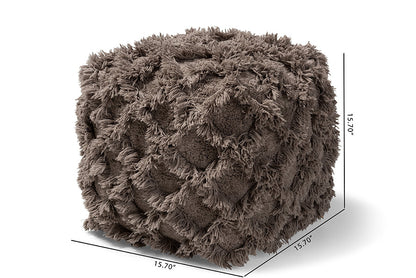 Baxton Studio Asuka Moroccan Inspired Taupe Handwoven Cotton Fringe Pouf Ottoman