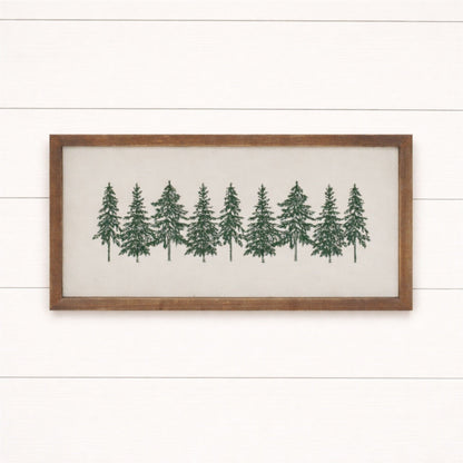 Embroidered Pine Tree Wall Art 16"L